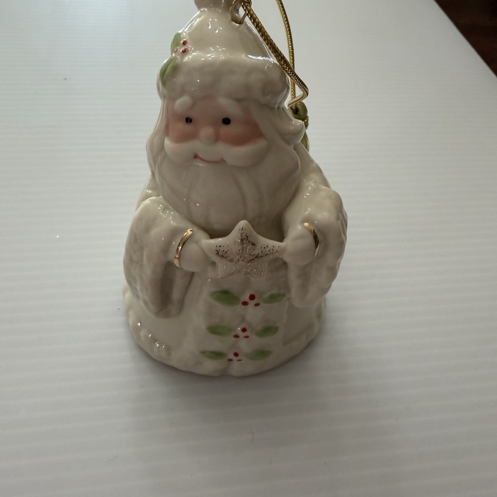 Vintage Lenox Porcelain Santa Ornament Holding Star White Robe